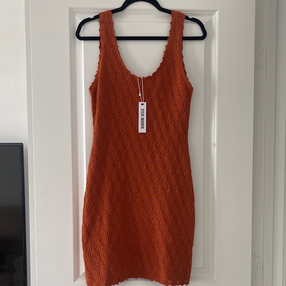 Steve Madden Burnt Orange crochet Mini Dress